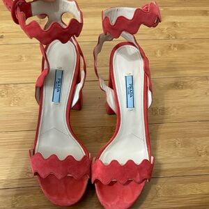 Prada Women's Coral Suede Heels